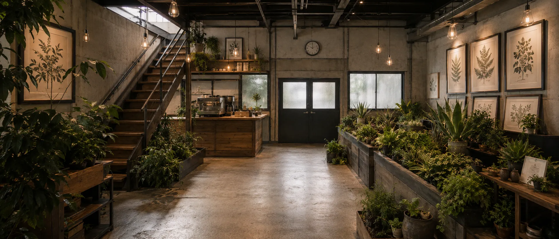 植物とコーヒーとアートが同居するGreenLabの工場空間